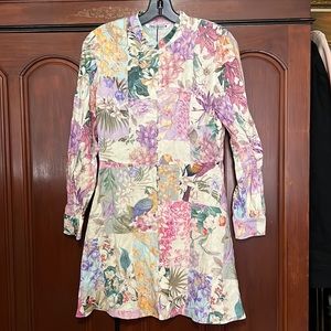 Zara NWT Bloggers Favorite CUTE PATCHWORK BUTTON DOWN DRESS Size XS